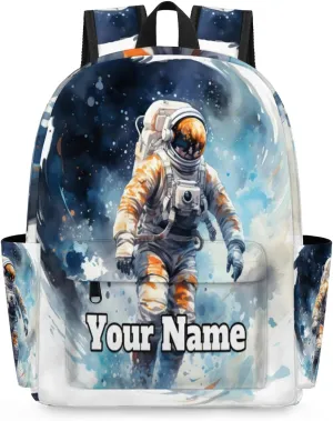 Personalized Astronaut Preschool Toddler Backpack for Boys Girls Custom Kids Name Small Bookbags Kindergarten Elementary Backpack, Outer Space