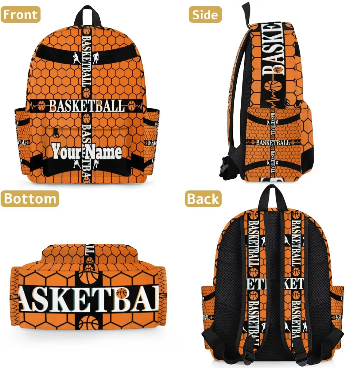 Personalized Basketball Preschool Toddler Backpack for Boys Girls Custom Kids Name Small Bookbags Kindergarten Elementary Backpack, Sport Theme