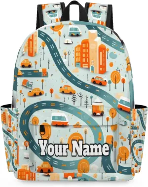 Personalized Cars Preschool Toddler Backpack for Boys Girls Custom Kids Name Small Bookbags Kindergarten Elementary Backpack, Cars