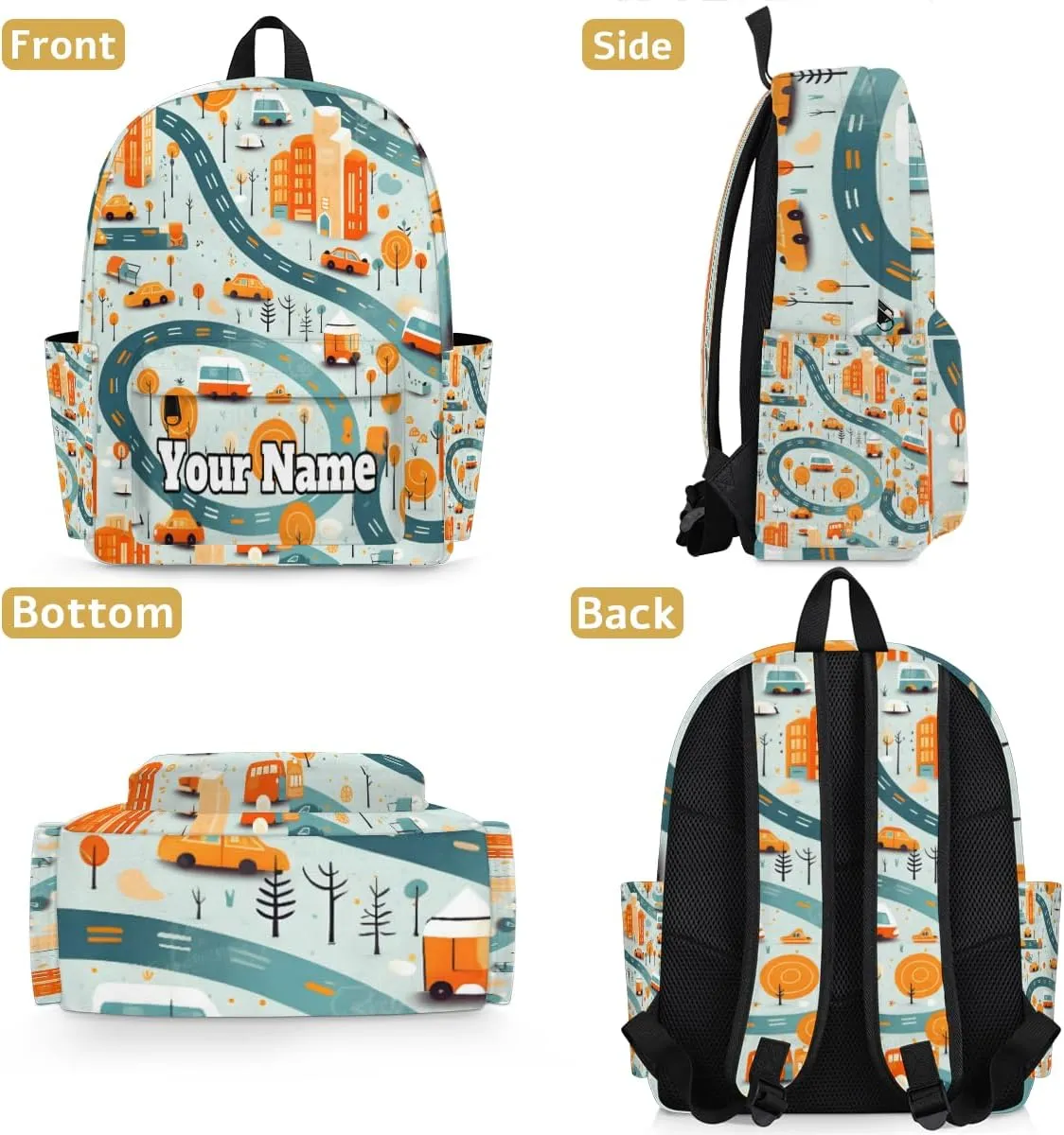 Personalized Cars Preschool Toddler Backpack for Boys Girls Custom Kids Name Small Bookbags Kindergarten Elementary Backpack, Cars