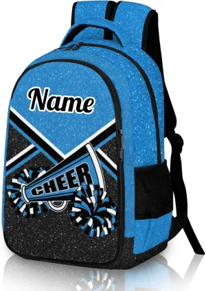 Personalized Cheer Backpack with Name, Custom Cheerleader Backpack, Customize Cheerleading Backpack for Women (Blue)