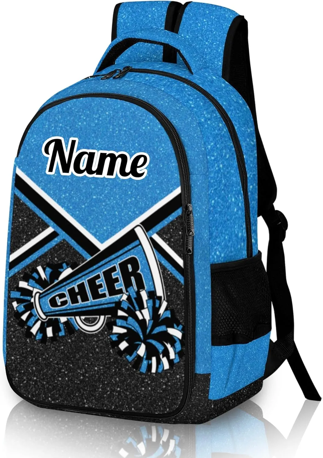 Personalized Cheer Backpack with Name, Custom Cheerleader Backpack, Customize Cheerleading Backpack for Women (Blue)