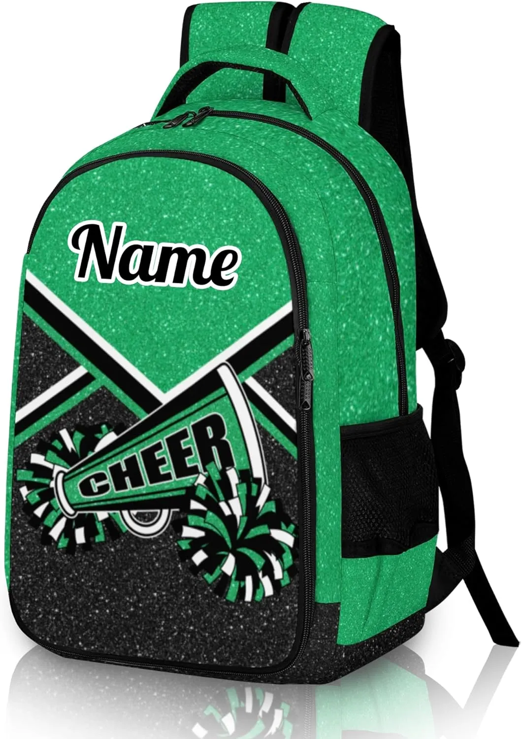 Personalized Cheer Backpack with Name, Custom Cheerleader Backpack, Customize Cheerleading Backpack for Women (Green)