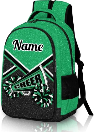 Personalized Cheer Backpack with Name, Custom Cheerleader Backpack, Customize Cheerleading Backpack for Women (Green)