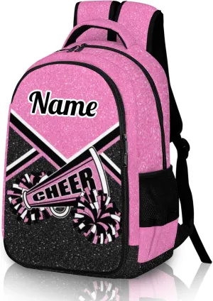 Personalized Cheer Backpack with Name, Custom Cheerleader Backpack, Customize Cheerleading Backpack for Women (Pink)