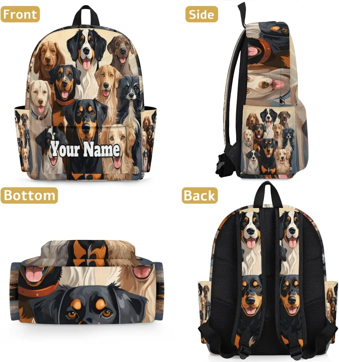 Personalized Cute Dog Preschool Toddler Backpack for Boys Girls Custom Kids Name Small Bookbags Kindergarten Elementary Backpack, Dog Themed