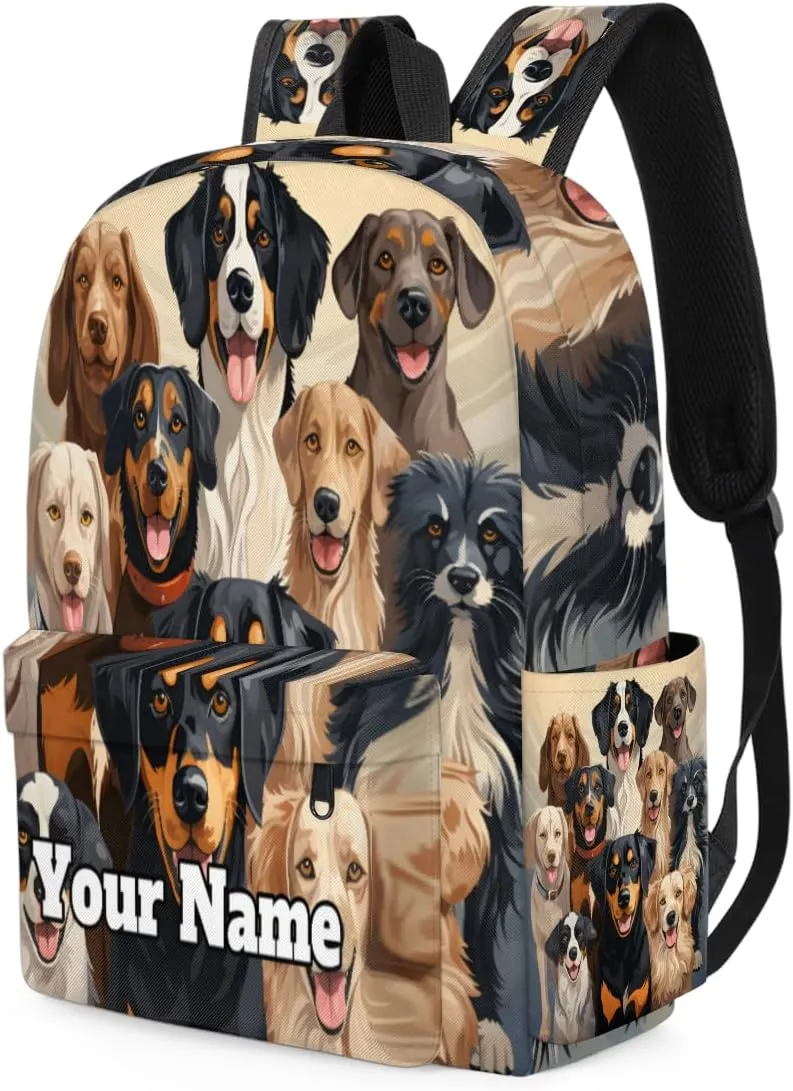 Personalized Cute Dog Preschool Toddler Backpack for Boys Girls Custom Kids Name Small Bookbags Kindergarten Elementary Backpack, Dog Themed