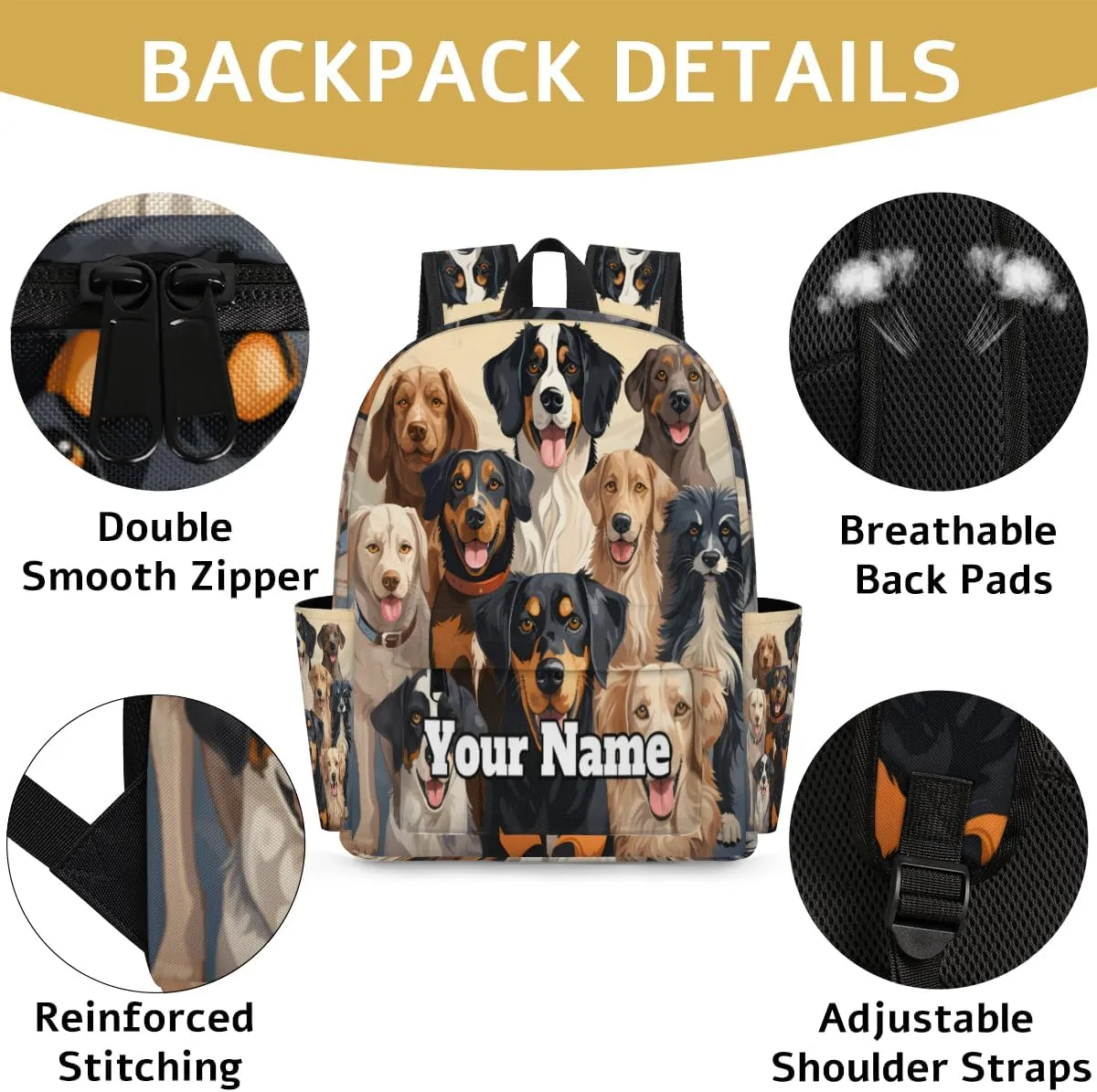 Personalized Cute Dog Preschool Toddler Backpack for Boys Girls Custom Kids Name Small Bookbags Kindergarten Elementary Backpack, Dog Themed