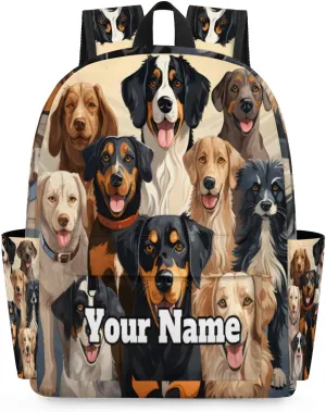 Personalized Cute Dog Preschool Toddler Backpack for Boys Girls Custom Kids Name Small Bookbags Kindergarten Elementary Backpack, Dog Themed