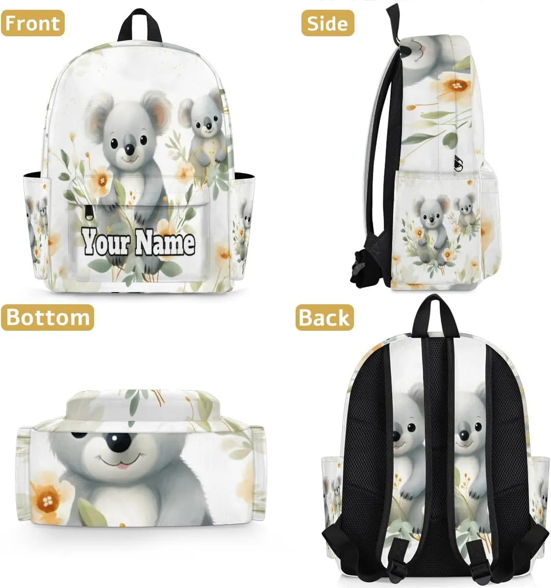 Personalized Cute Koala Preschool Toddler Backpack for Boys Girls Custom Kids Name Small Bookbags Kindergarten Elementary Backpack, Koala