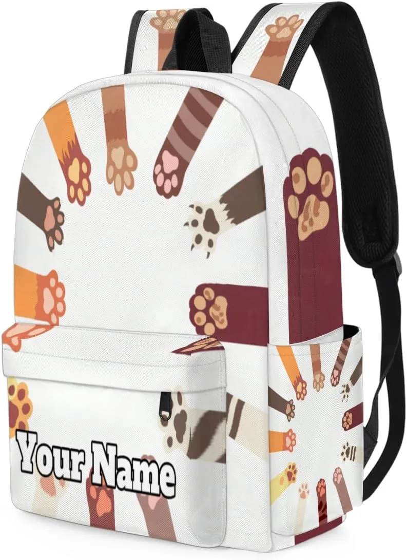 Personalized Cute Paw Print Preschool Toddler Backpack for Boys Girls Custom Kids Name Small Bookbags Kindergarten Elementary Backpack, Cat Dog Paw
