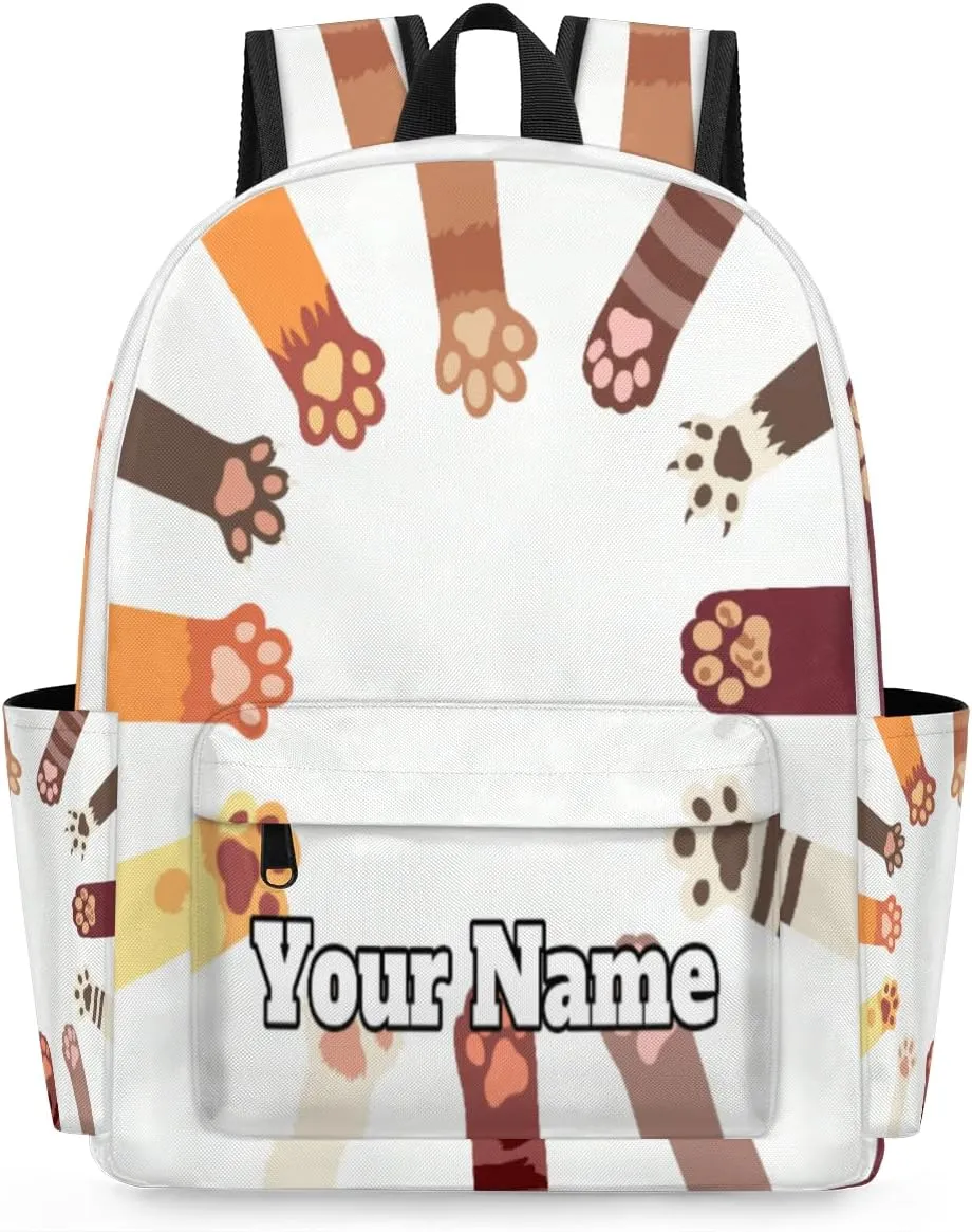 Personalized Cute Paw Print Preschool Toddler Backpack for Boys Girls Custom Kids Name Small Bookbags Kindergarten Elementary Backpack, Cat Dog Paw