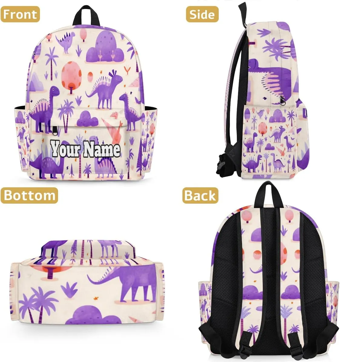 Personalized Dinosaur Preschool Toddler Backpack for Boys Girls Custom Kids Name Small Bookbags Kindergarten Elementary Backpack, Dinosaur Themed