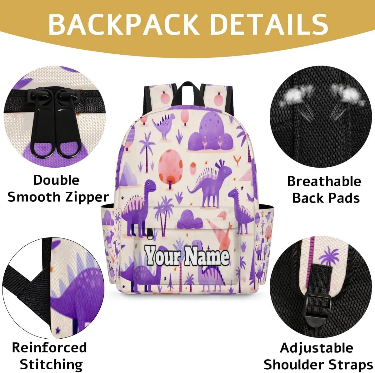 Personalized Dinosaur Preschool Toddler Backpack for Boys Girls Custom Kids Name Small Bookbags Kindergarten Elementary Backpack, Dinosaur Themed