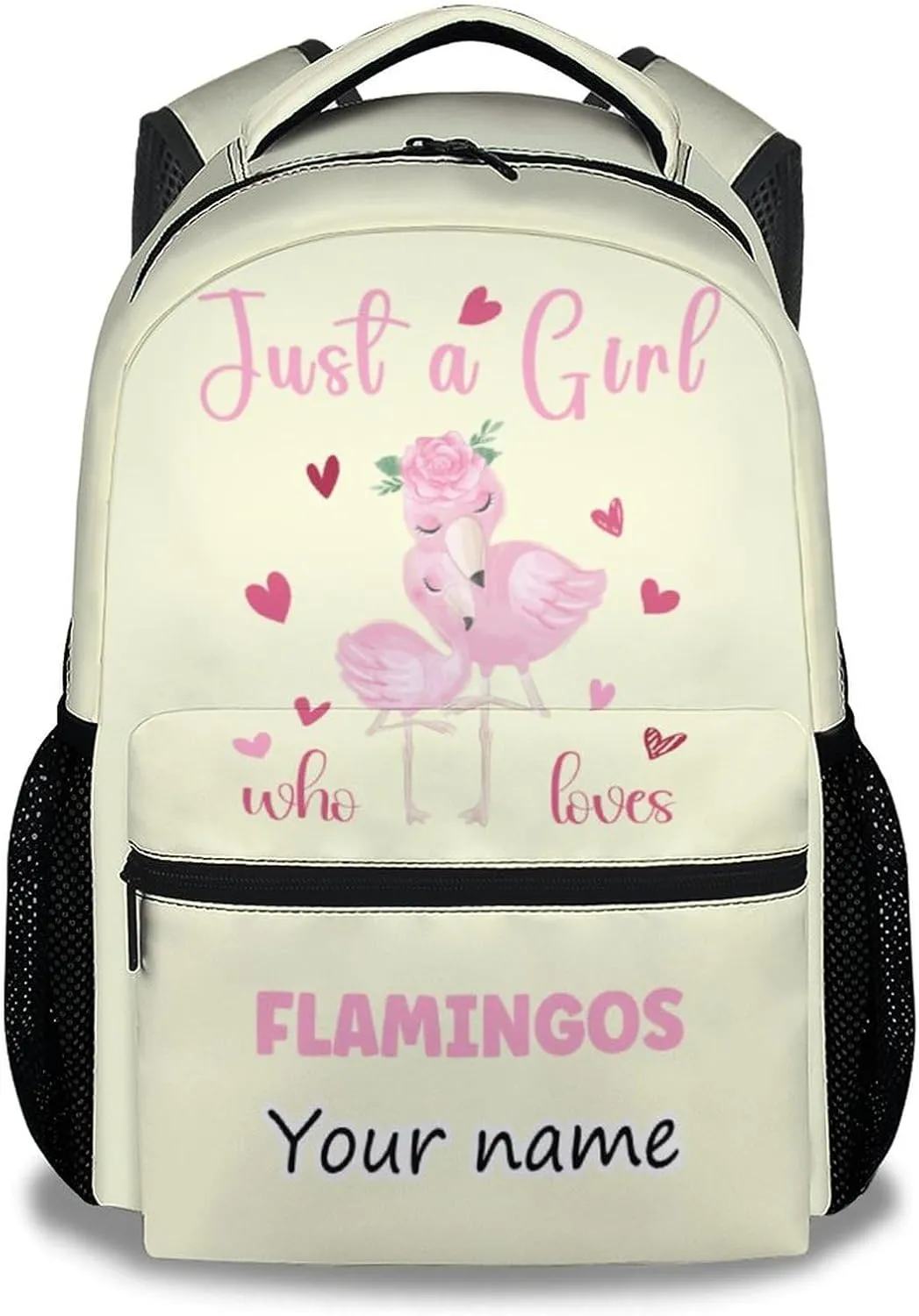 Personalized Flamingo Backpacks for Girls - 16 Inch Cute Backpack for School - Yellow, Large Capacity, Durable, Lightweight Bookbag for Kids Travel