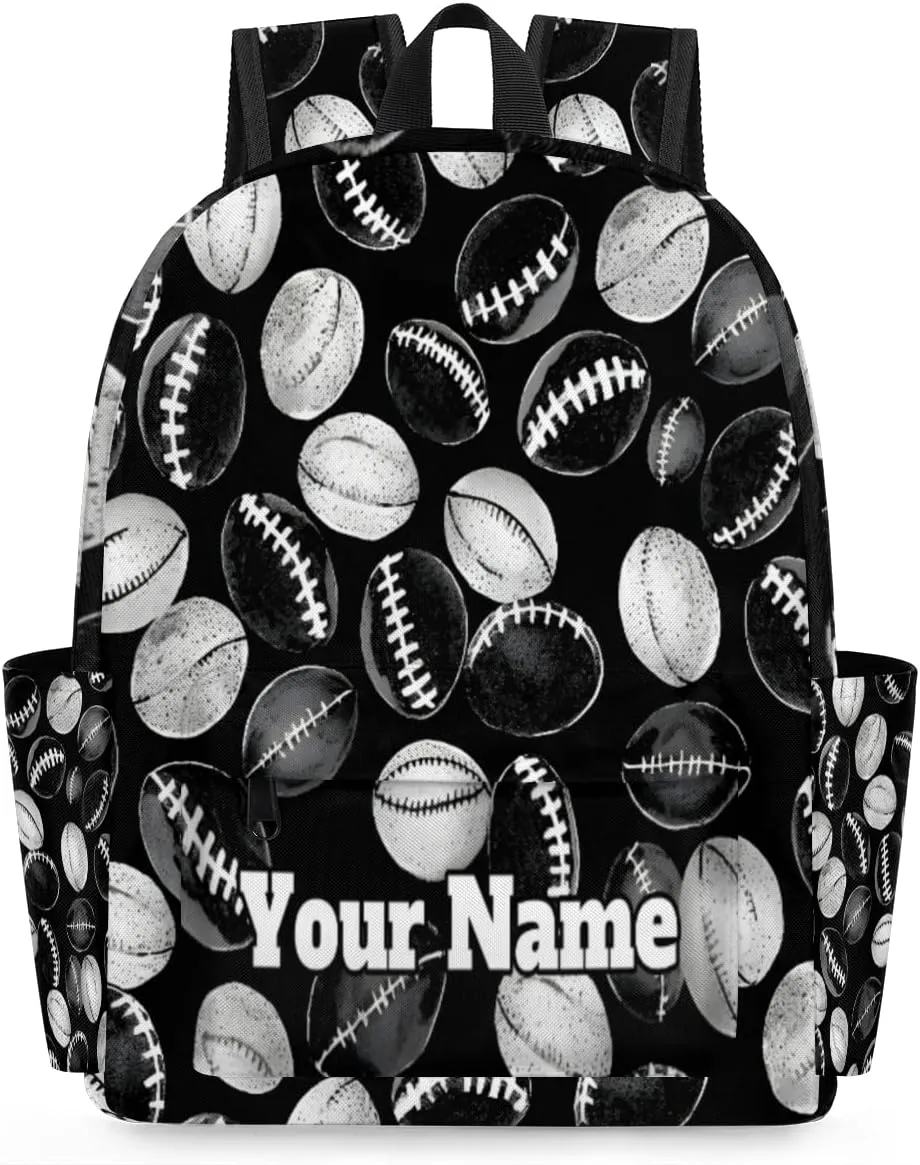 Personalized Football Preschool Toddler Backpack for Boys Girls Custom Kids Name Small Bookbags Kindergarten Elementary Backpack, Sport Ball Theme