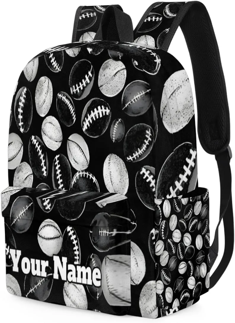 Personalized Football Preschool Toddler Backpack for Boys Girls Custom Kids Name Small Bookbags Kindergarten Elementary Backpack, Sport Ball Theme