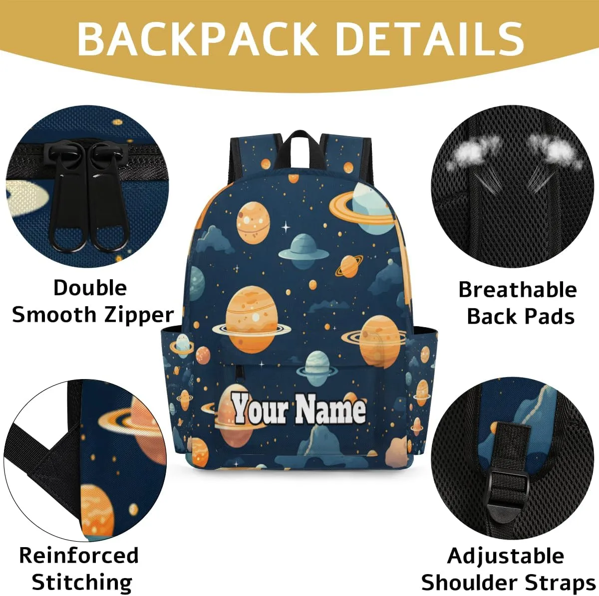 Personalized Galaxy Planet Preschool Toddler Backpack for Boys Girls Custom Kids Name Small Bookbags Kindergarten Elementary Backpack, Solar System
