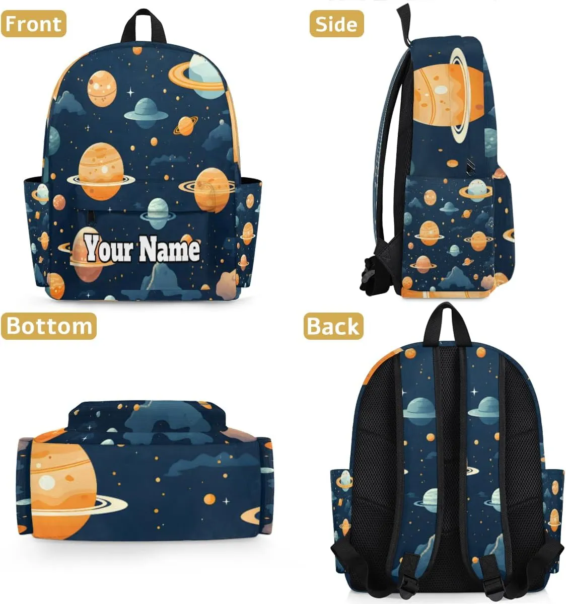 Personalized Galaxy Planet Preschool Toddler Backpack for Boys Girls Custom Kids Name Small Bookbags Kindergarten Elementary Backpack, Solar System