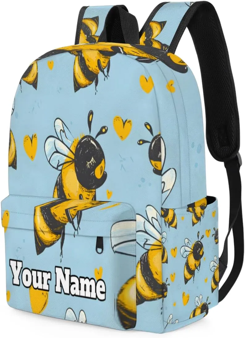 Personalized Honey Bee Preschool Toddler Backpack for Boys Girls Custom Kids Name Small Bookbags Kindergarten Elementary Backpack, Funny Honey Bee