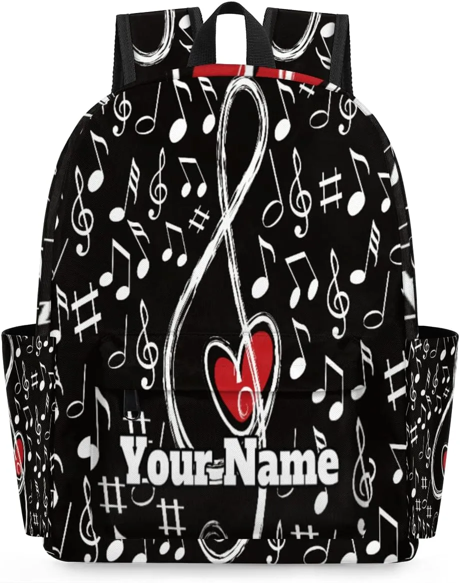 Personalized Music Note Love Preschool Toddler Backpack for Boys Girls Custom Kids Name Small Bookbags Kindergarten Elementary Backpack, Musical Theme