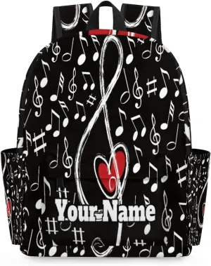 Personalized Music Note Love Preschool Toddler Backpack for Boys Girls Custom Kids Name Small Bookbags Kindergarten Elementary Backpack, Musical Theme