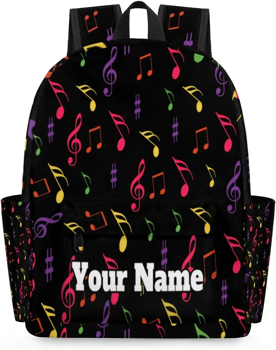 Personalized Music Note Preschool Toddler Backpack for Boys Girls Custom Kids Name Small Bookbags Kindergarten Elementary Backpack, Colorful Music