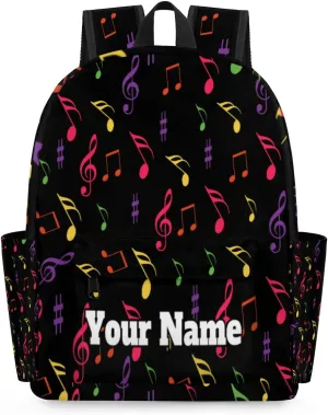 Personalized Music Note Preschool Toddler Backpack for Boys Girls Custom Kids Name Small Bookbags Kindergarten Elementary Backpack, Colorful Music