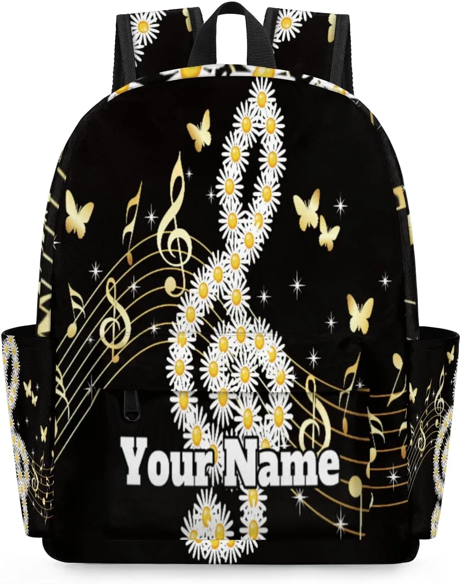 Personalized Music Note Preschool Toddler Backpack for Boys Girls Custom Kids Name Small Bookbags Kindergarten Elementary Backpack, Daisy Butterflies
