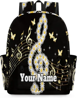 Personalized Music Note Preschool Toddler Backpack for Boys Girls Custom Kids Name Small Bookbags Kindergarten Elementary Backpack, Daisy Butterflies