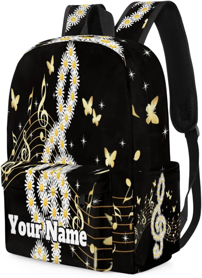 Personalized Music Note Preschool Toddler Backpack for Boys Girls Custom Kids Name Small Bookbags Kindergarten Elementary Backpack, Daisy Butterflies
