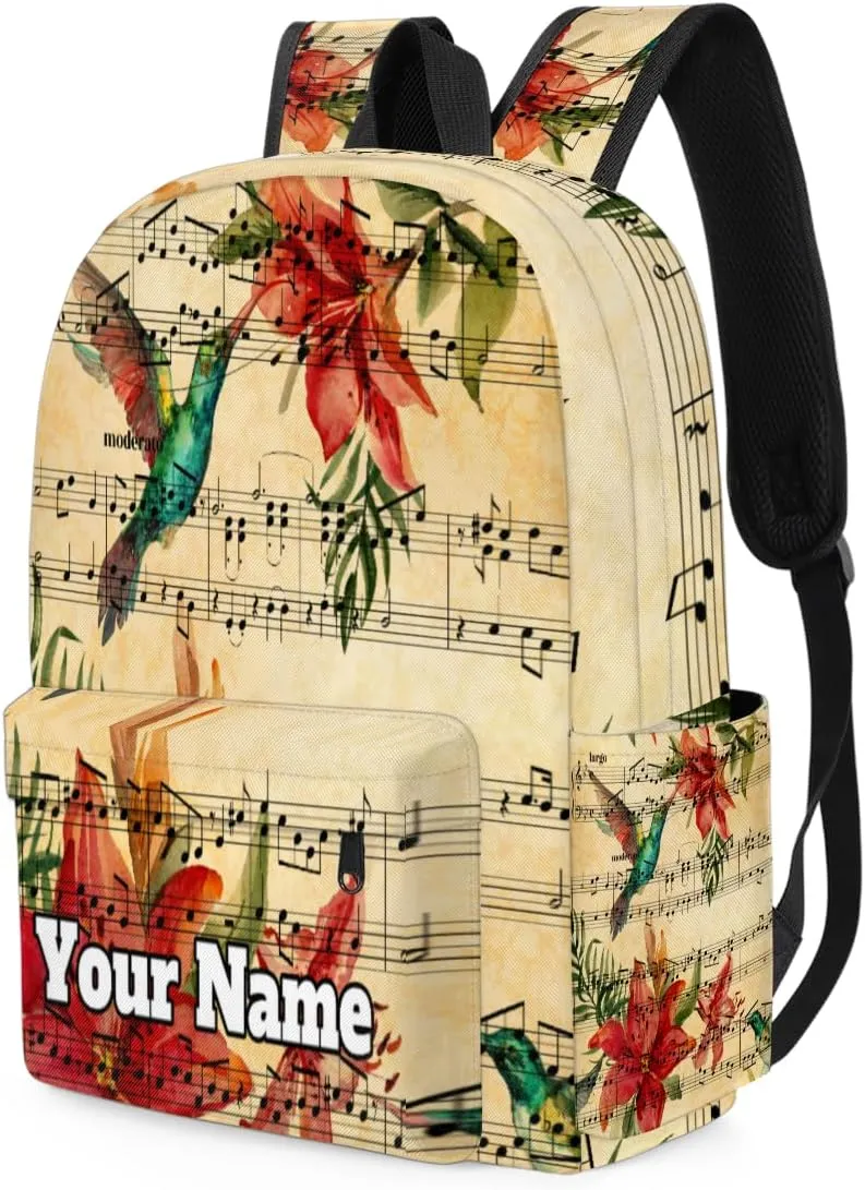 Personalized Music Note Preschool Toddler Backpack for Boys Girls Custom Kids Name Small Bookbags Kindergarten Elementary Backpack, Hummingbird