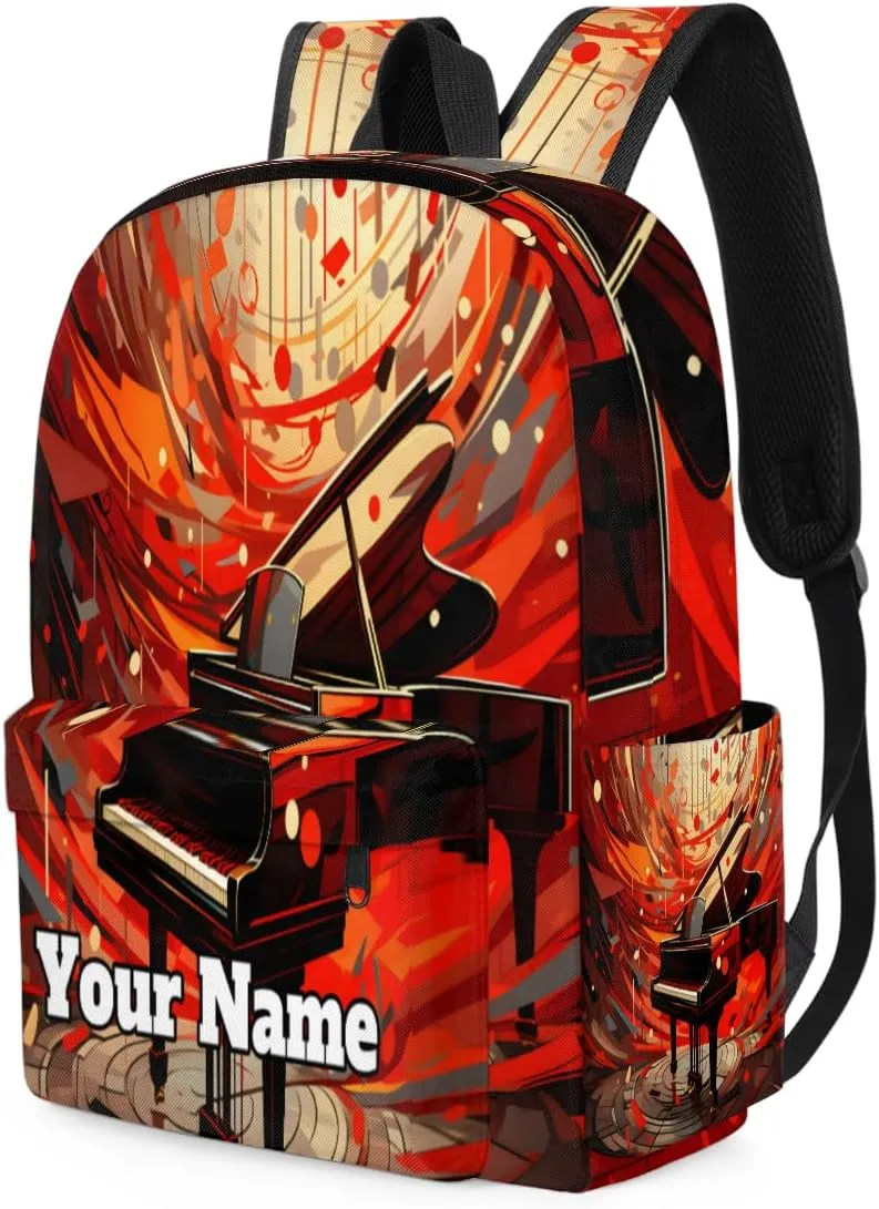 Personalized Music Preschool Toddler Backpack for Boys Girls Custom Kids Name Small Bookbags Kindergarten Elementary Backpack, Piano Art