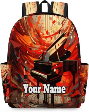 Personalized Music Preschool Toddler Backpack for Boys Girls Custom Kids Name Small Bookbags Kindergarten Elementary Backpack, Piano Art
