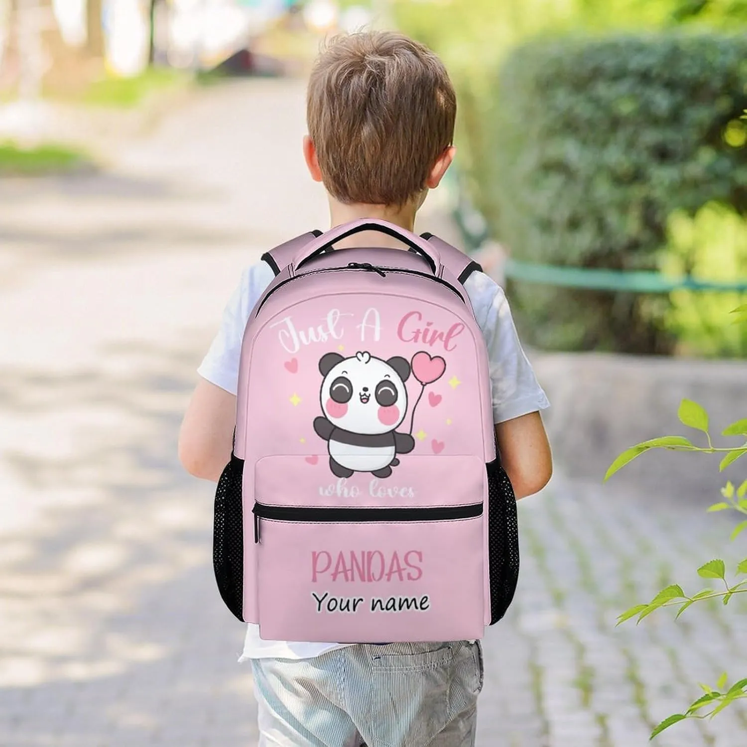 Personalized Panda Backpack for Girls - 16 Inch Pink Backpack for School - Cute, Large Capacity, Durable, Lightweight Bookbag for Travel