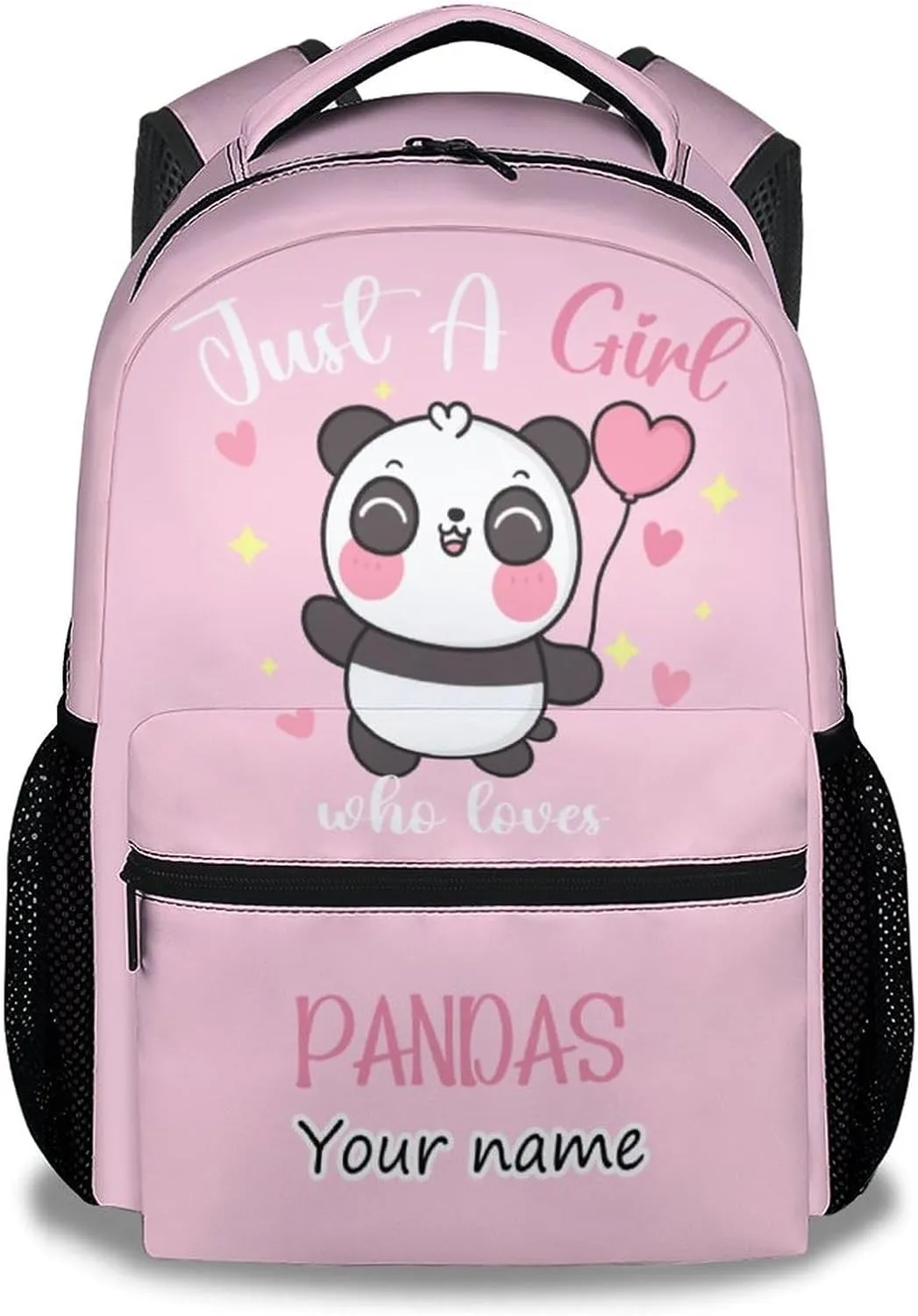 Personalized Panda Backpack for Girls - 16 Inch Pink Backpack for School - Cute, Large Capacity, Durable, Lightweight Bookbag for Travel