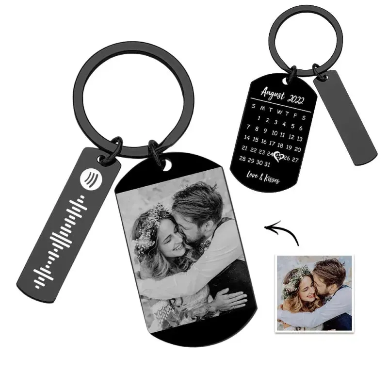 Personalized Photo Spotify Calendar Keychain
