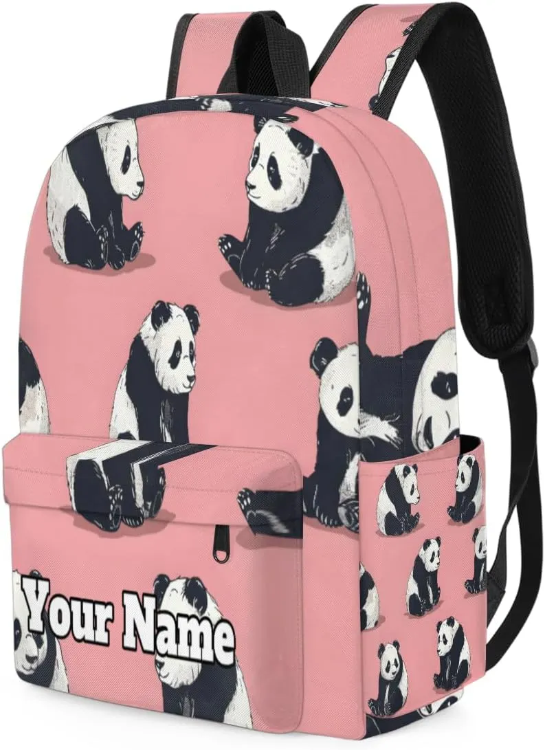 Personalized Precious Pandas Preschool Toddler Backpack for Boys Girls Custom Kids Name Small Bookbags Kindergarten Elementary Backpack, Cute Panda