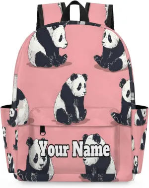 Personalized Precious Pandas Preschool Toddler Backpack for Boys Girls Custom Kids Name Small Bookbags Kindergarten Elementary Backpack, Cute Panda