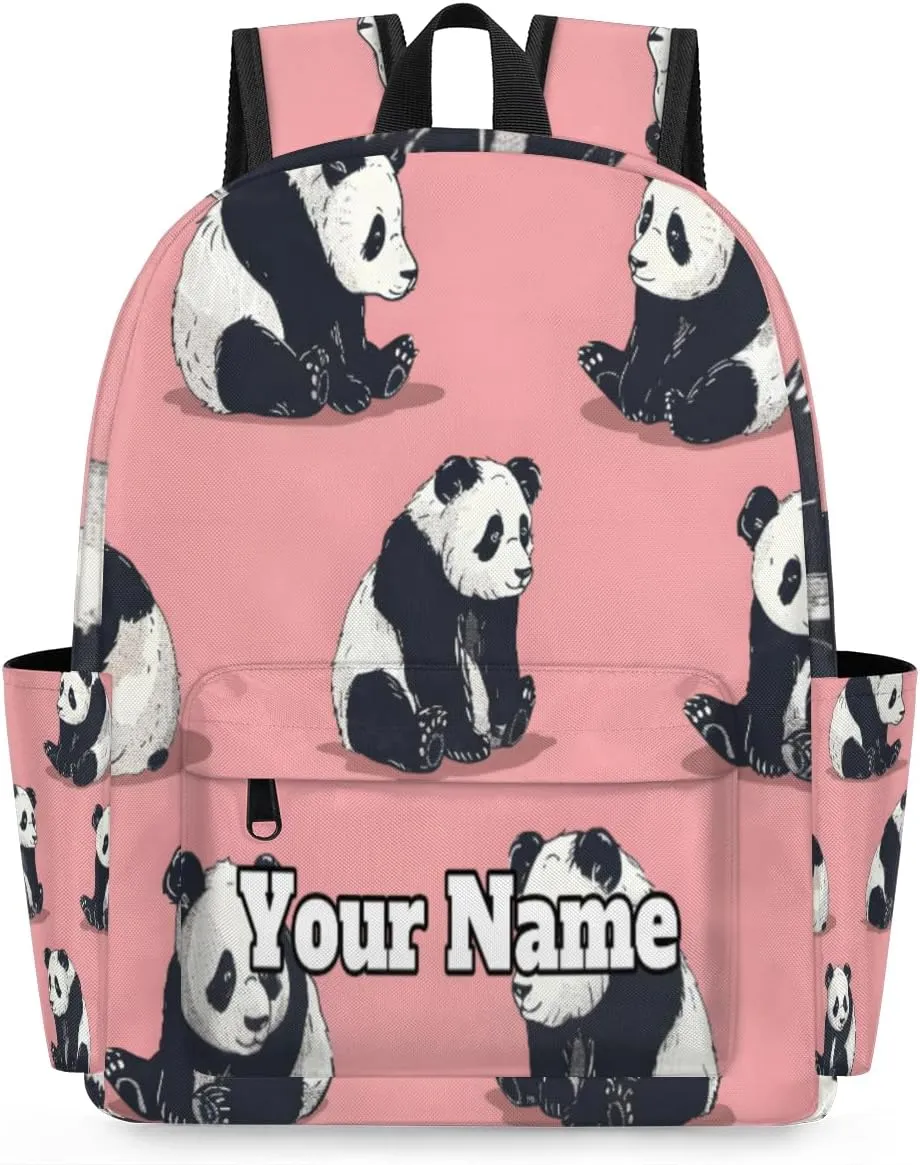 Personalized Precious Pandas Preschool Toddler Backpack for Boys Girls Custom Kids Name Small Bookbags Kindergarten Elementary Backpack, Cute Panda