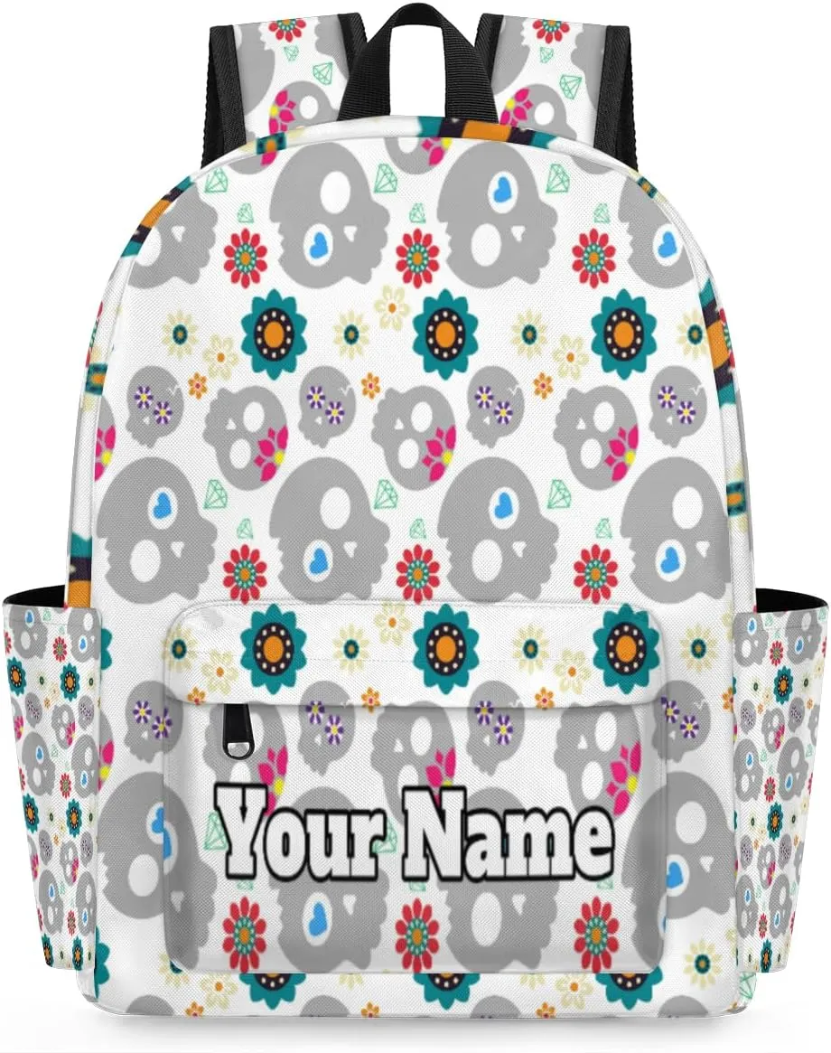 Personalized Skull Design Preschool Toddler Backpack for Boys Girls Custom Kids Name Small Bookbags Kindergarten Elementary Backpack, Skeleton Funny Skull