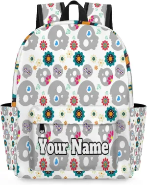 Personalized Skull Design Preschool Toddler Backpack for Boys Girls Custom Kids Name Small Bookbags Kindergarten Elementary Backpack, Skeleton Funny Skull