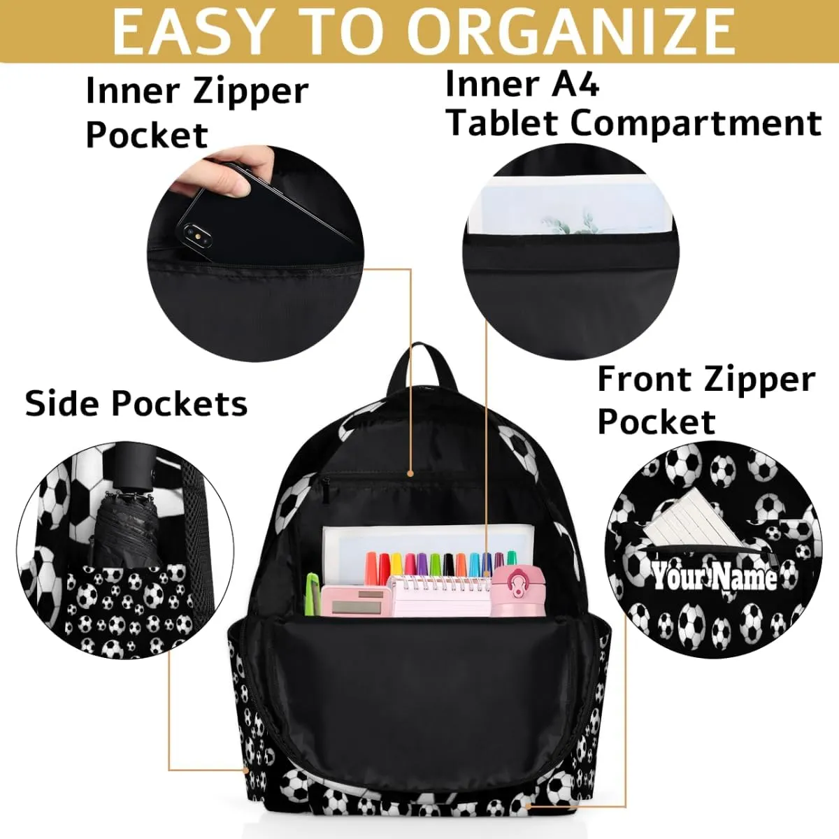 Personalized Soccer Preschool Toddler Backpack for Boys Girls Custom Kids Name Small Bookbags Kindergarten Elementary Backpack, Sport