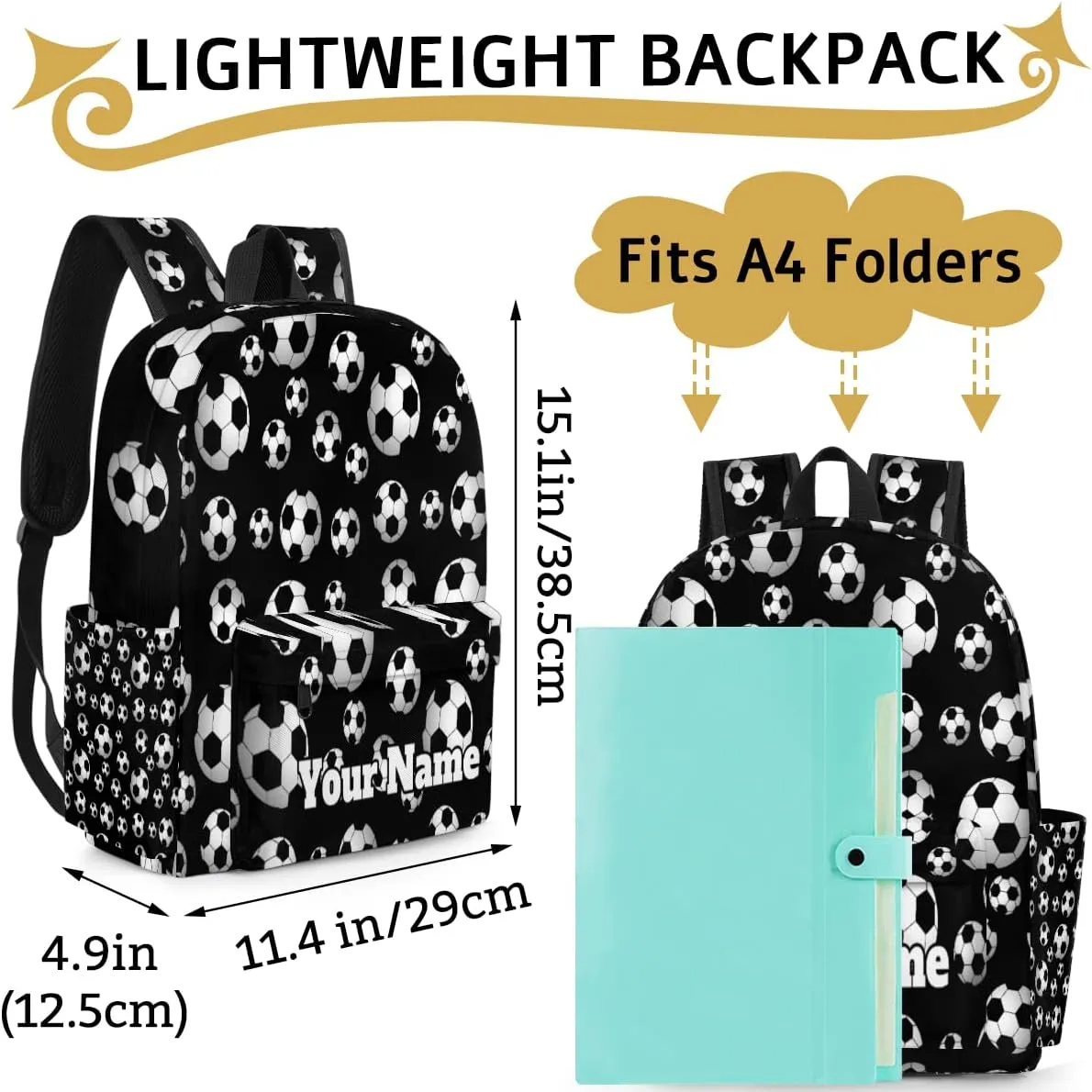 Personalized Soccer Preschool Toddler Backpack for Boys Girls Custom Kids Name Small Bookbags Kindergarten Elementary Backpack, Sport
