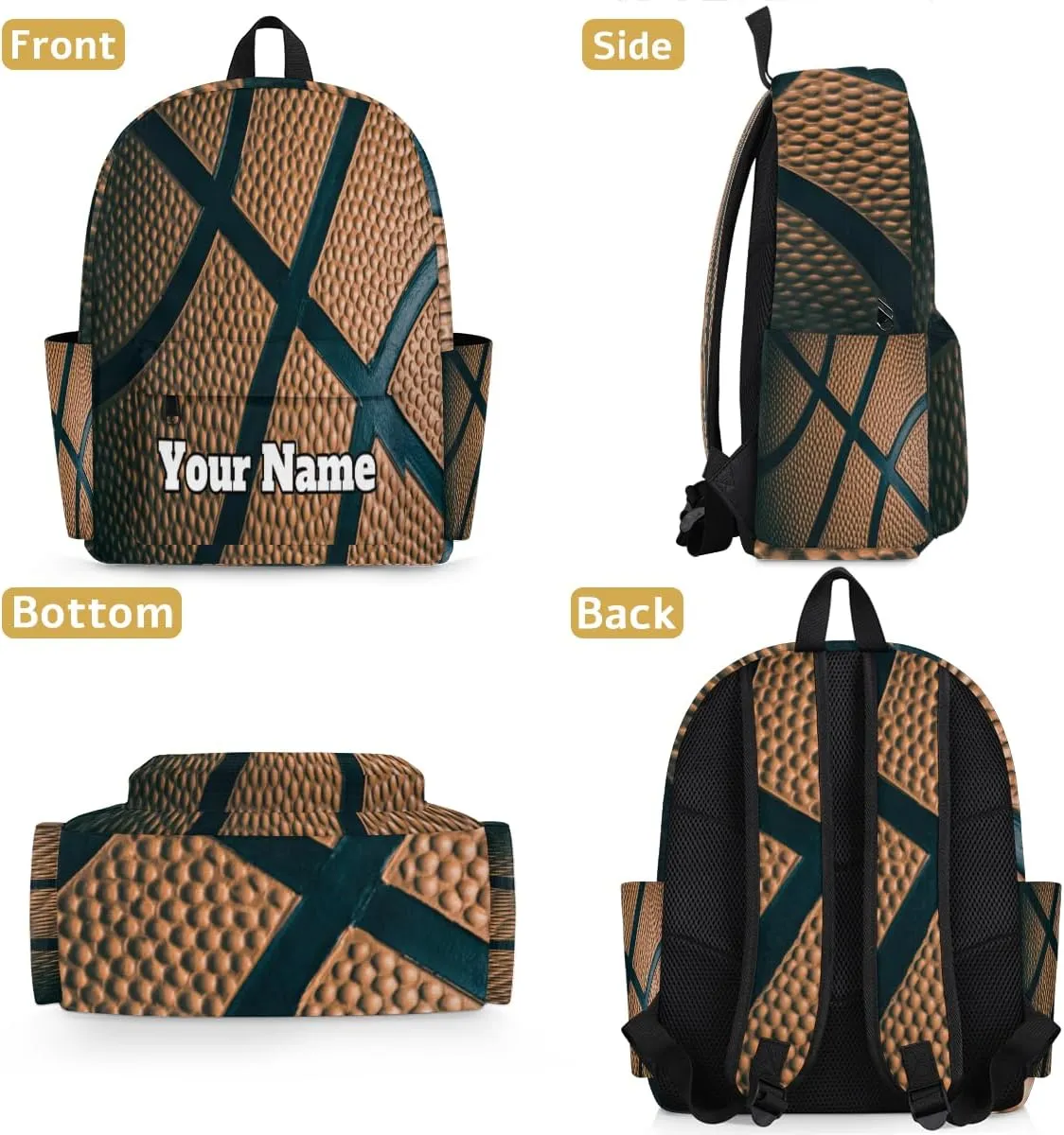 Personalized Sport Ball Preschool Toddler Backpack for Boys Girls Custom Kids Name Small Bookbags Kindergarten Elementary Backpack, Basketball