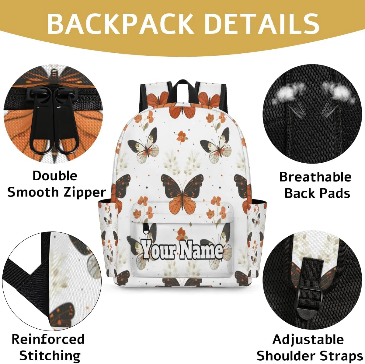 Personalized Spring Butterfly Preschool Toddler Backpack for Boys Girls Custom Kids Name Small Bookbags Kindergarten Elementary Backpack, Watercolor Butterfly