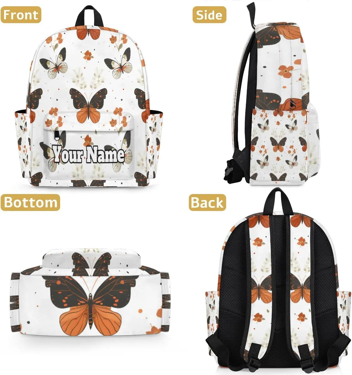 Personalized Spring Butterfly Preschool Toddler Backpack for Boys Girls Custom Kids Name Small Bookbags Kindergarten Elementary Backpack, Watercolor Butterfly
