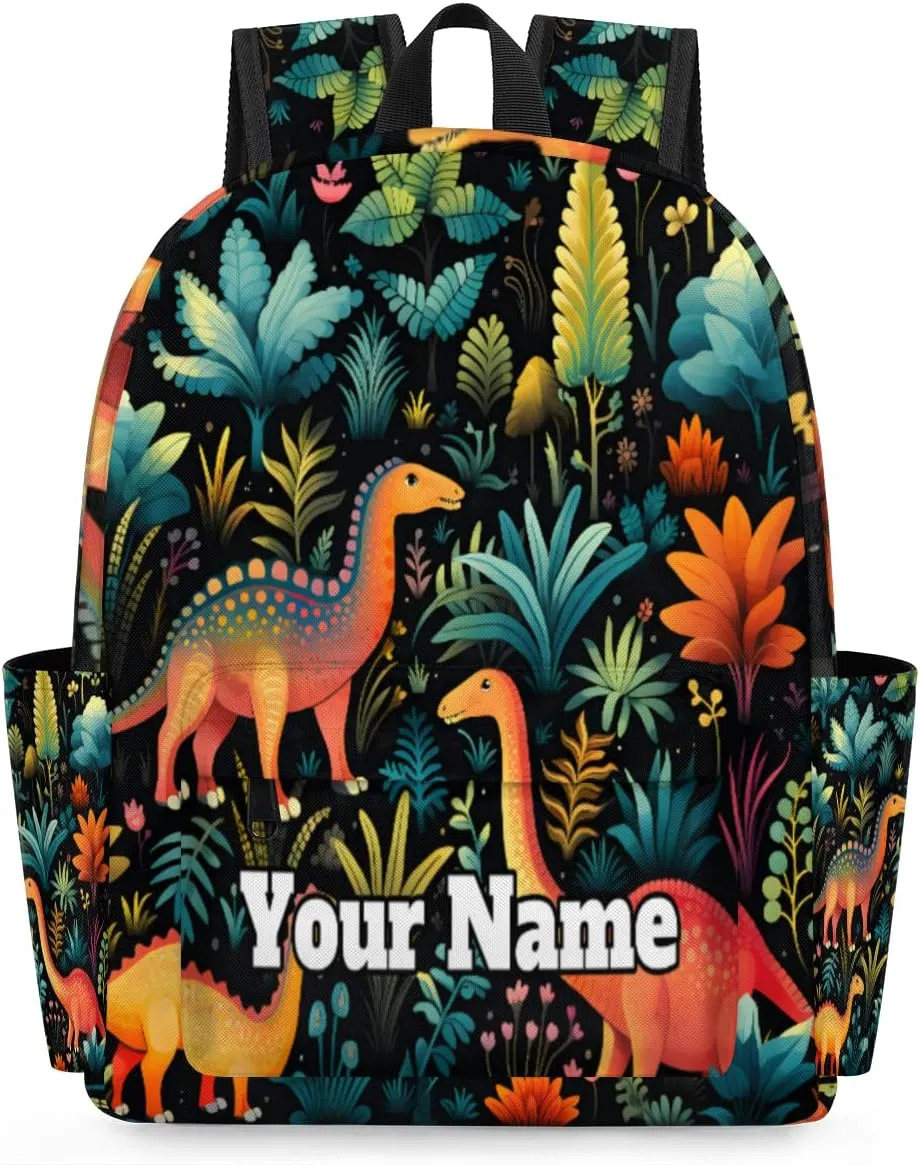Personalized Tropical Dinosaurs Preschool Toddler Backpack for Boys Girls Custom Kids Name Small Bookbags Kindergarten Elementary Backpack, Watercolor Dinosaur