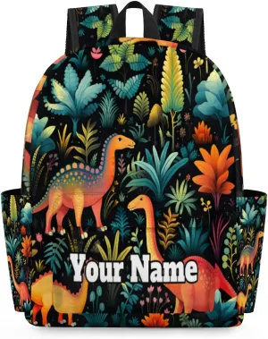 Personalized Tropical Dinosaurs Preschool Toddler Backpack for Boys Girls Custom Kids Name Small Bookbags Kindergarten Elementary Backpack, Watercolor Dinosaur