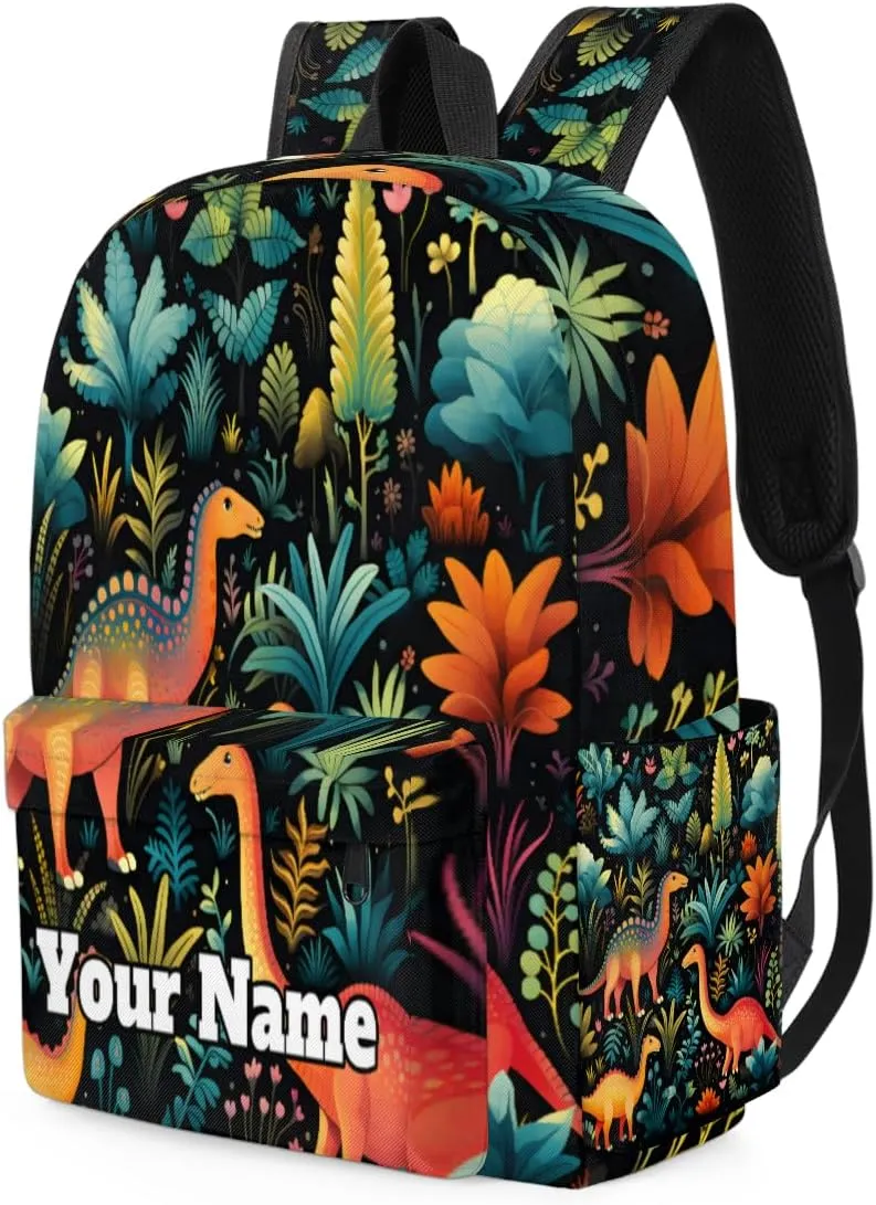 Personalized Tropical Dinosaurs Preschool Toddler Backpack for Boys Girls Custom Kids Name Small Bookbags Kindergarten Elementary Backpack, Watercolor Dinosaur